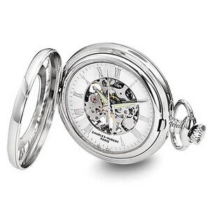 Charles Hubert Chrome-finish Skeleton Case Pocket Watch